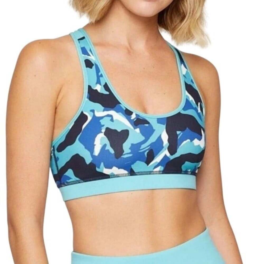 Fourlaps Women's Crisp Camo Porcelain Blue Infinity Sports Bra Size S NWT